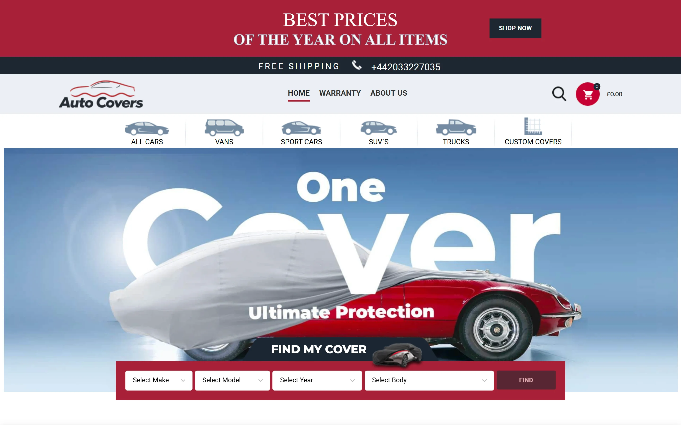 Autocovers homepage in March 2021, from the Wayback Machine