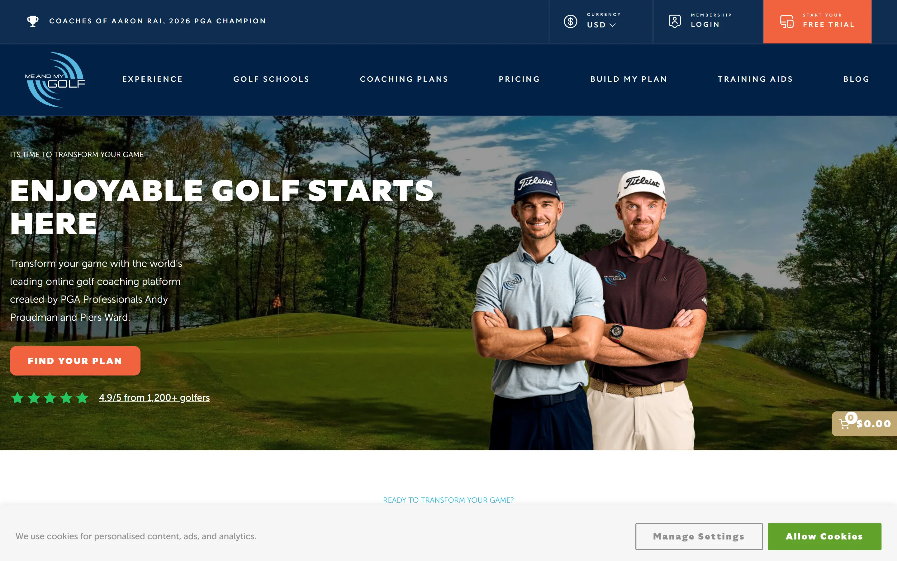 Me and My Golf coaching plans page