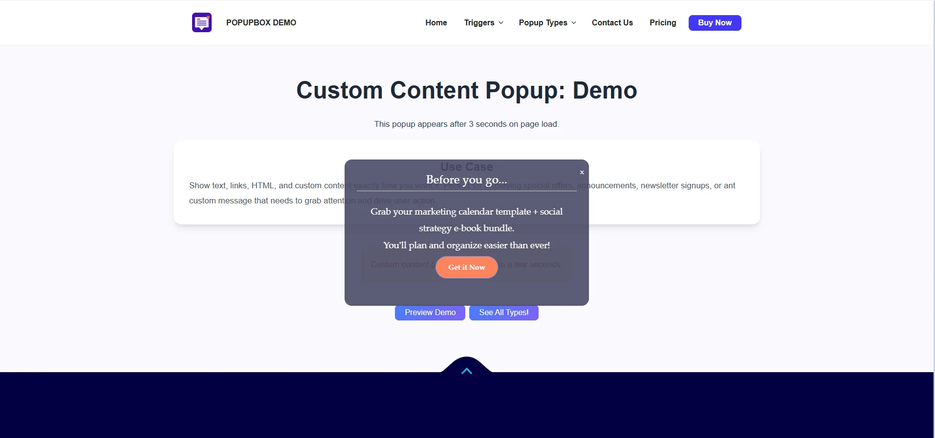 Popup Box: front end popup example