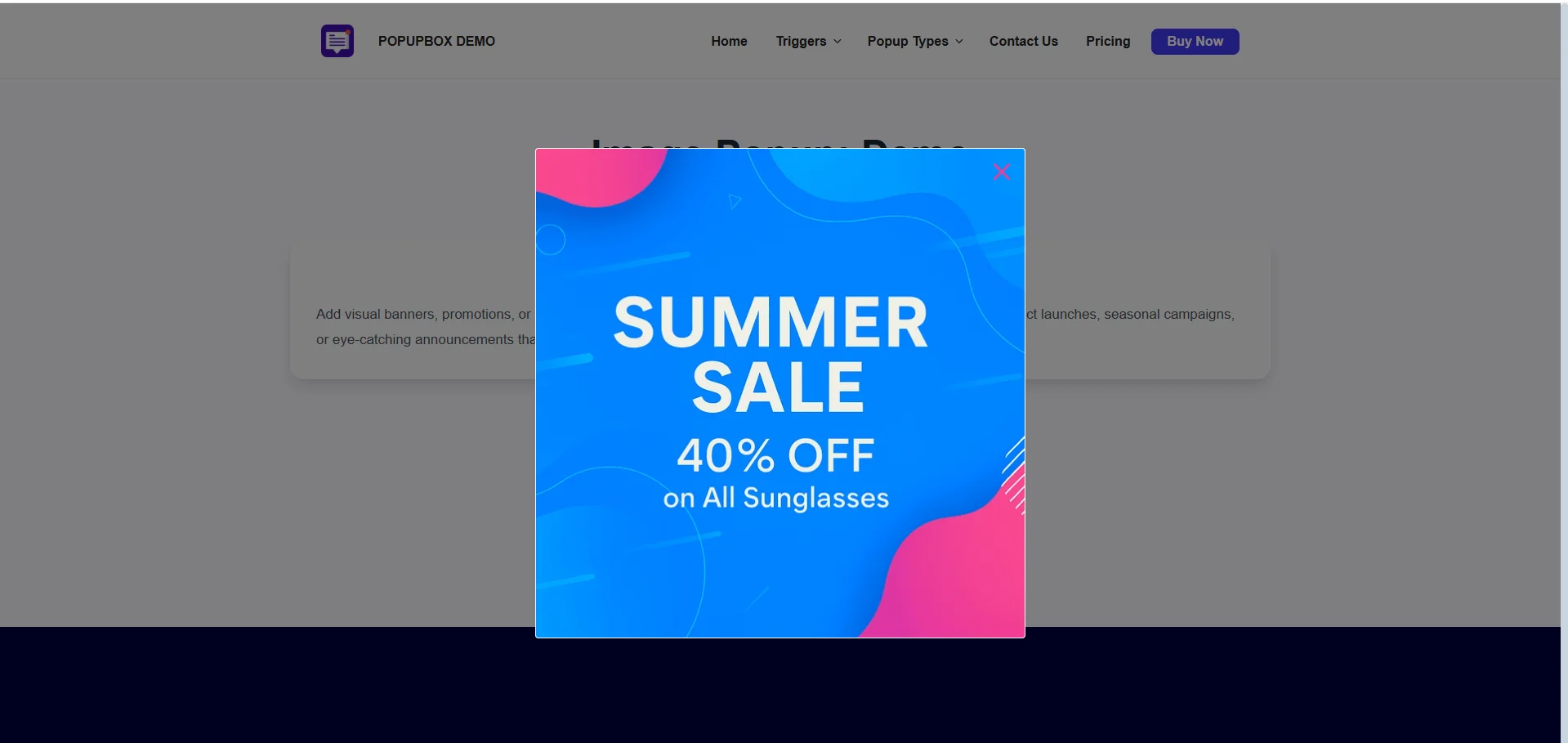 Popup Box: dashboard settings